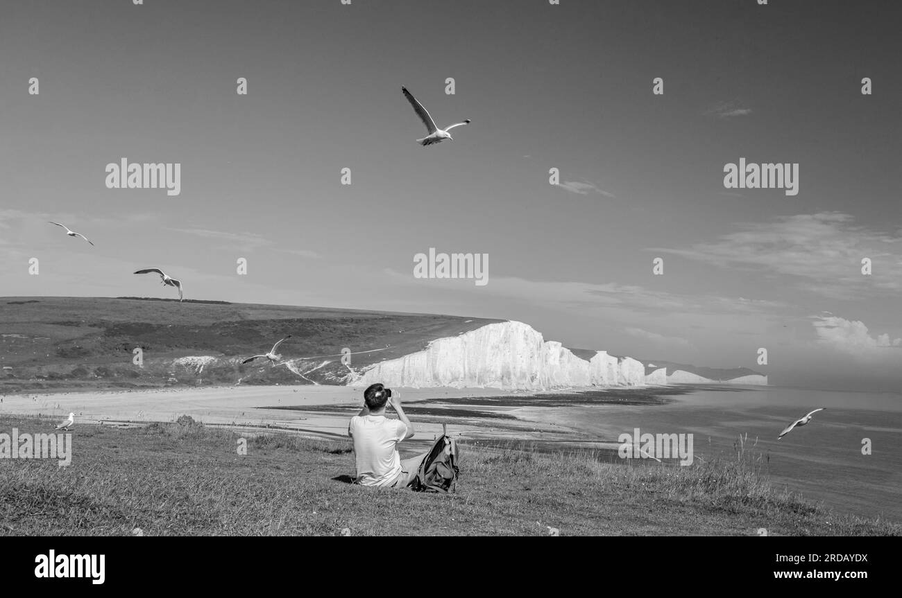 Blick auf die Klippen der Seven Sisters England, Seven Sisters East Sussex England Stockfoto