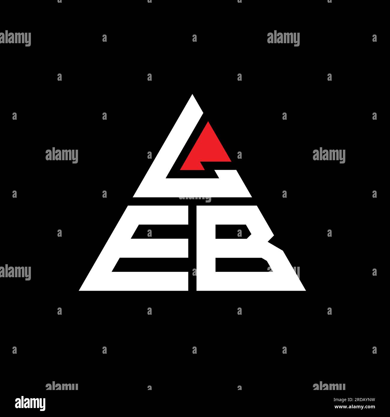LEB-Logo mit Dreiecksbuchstaben und Dreiecksform. LEB-Dreieck-Logo-Monogramm. LEB-Dreieck-Vektor-Logo-Vorlage mit roter Farbe. LEB Triangul Stock Vektor