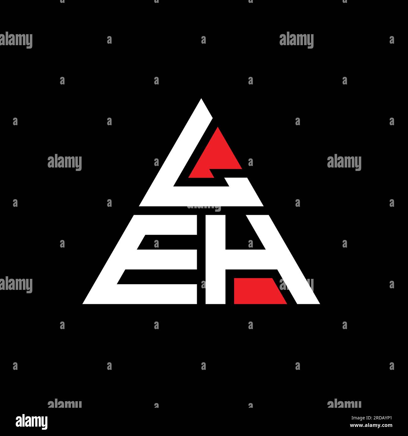 LEH-Logo mit Dreiecksbuchstaben und Dreiecksform. LEH-Dreieck-Logo-Monogramm. LEH-Dreieck-Vektor-Logo-Vorlage mit roter Farbe. LEH Triangul Stock Vektor