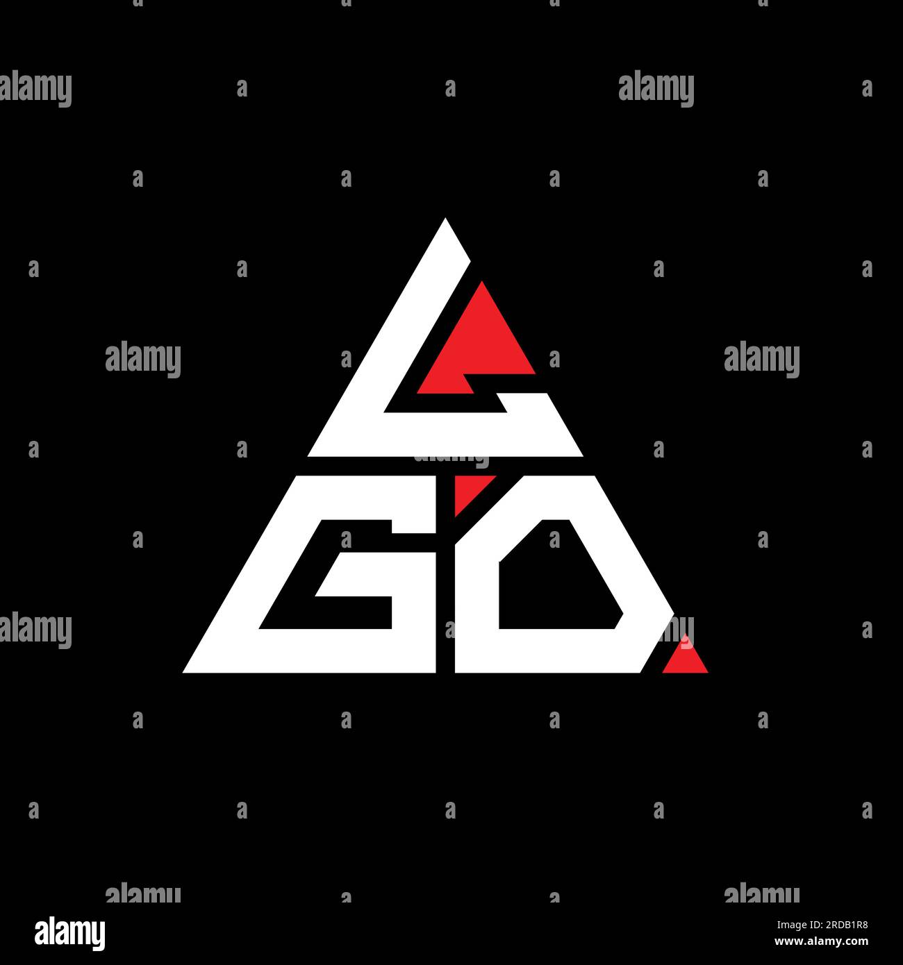 LGO-Logo mit Dreiecksbuchstaben und Dreiecksform. Monogramm mit LGO-Dreieck-Logo. LGO-dreieckige Vektorvorlage mit roter Farbe. LGO Triangul Stock Vektor