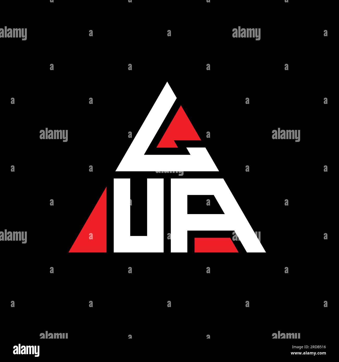 LUA-Logo mit Dreiecksbuchstaben und Dreiecksform. Monogramm mit LUA-Dreieck-Logo. LUA-dreieckige Vektorvorlage mit roter Farbe. LUA Triangul Stock Vektor