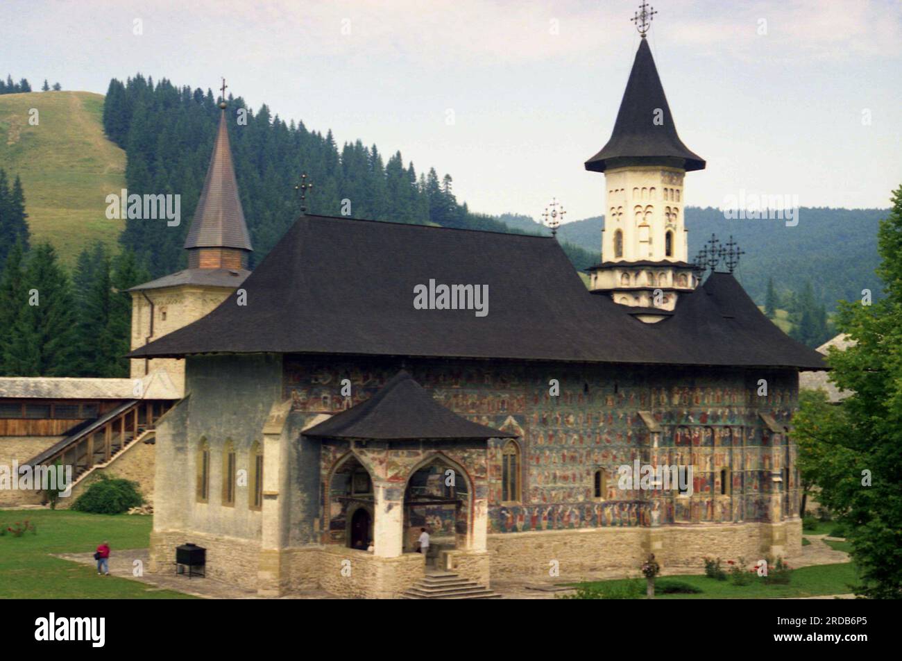 Sucevita, Bezirk Suceava, Rumänien, 1998. Außenansicht des Klosters Sucevita. Stockfoto