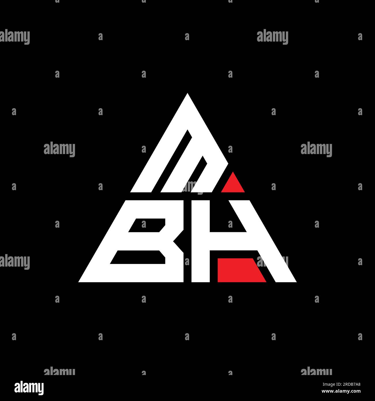 DAS LOGO DES MBH-Dreiecksbuchstabens hat eine dreieckige Form. MBH Dreieck Logo Design Monogramm. MBH Dreieck-Vektorvorlage mit roter Farbe. MBH triangul Stock Vektor