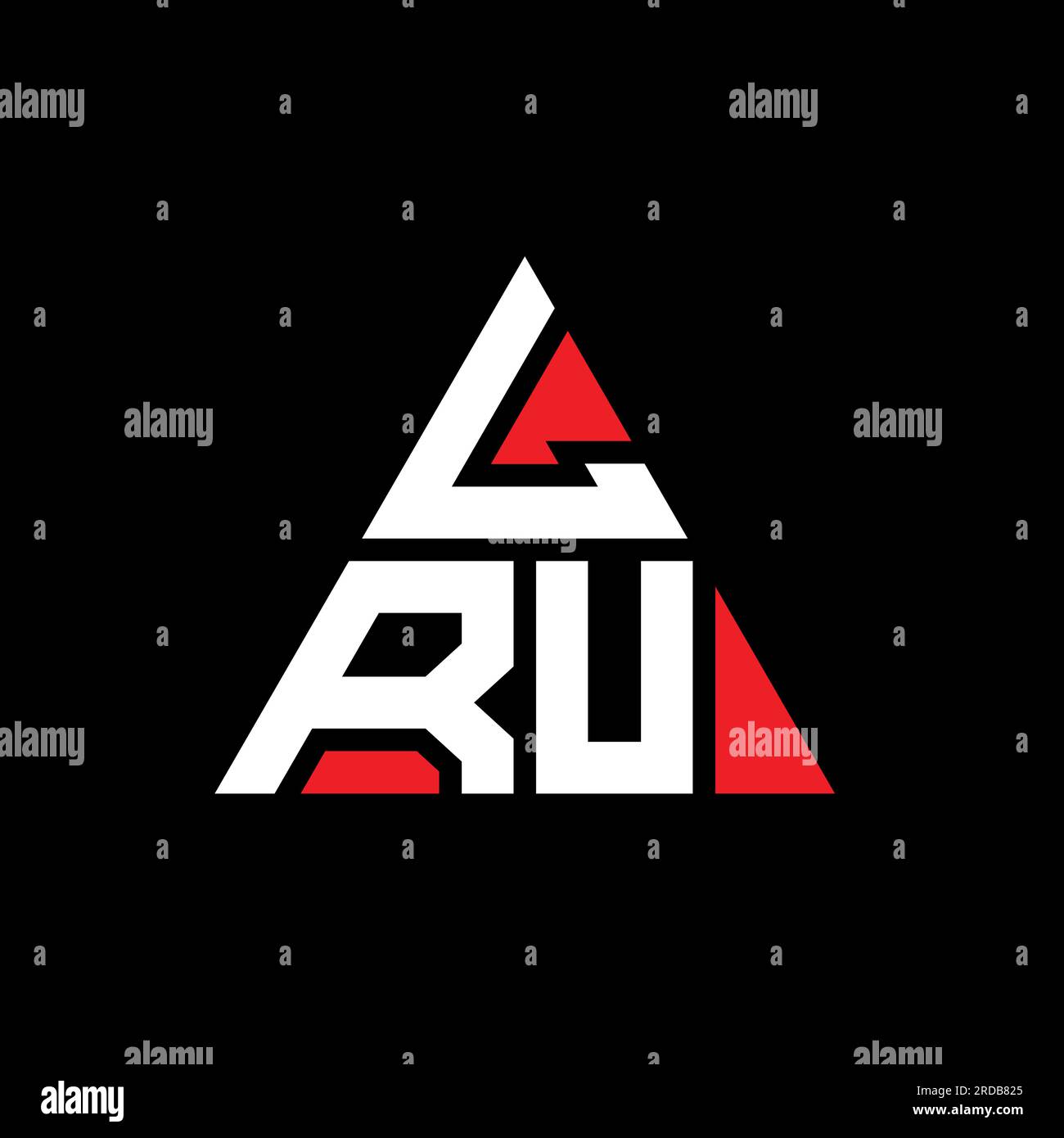 LRU-Logo mit dreieckigem Buchstaben in Dreiecksform. LRU-Dreieck-Logo-Monogramm. LRU-dreieckige Vektor-Logo-Vorlage mit roter Farbe. LRU Triangul Stock Vektor