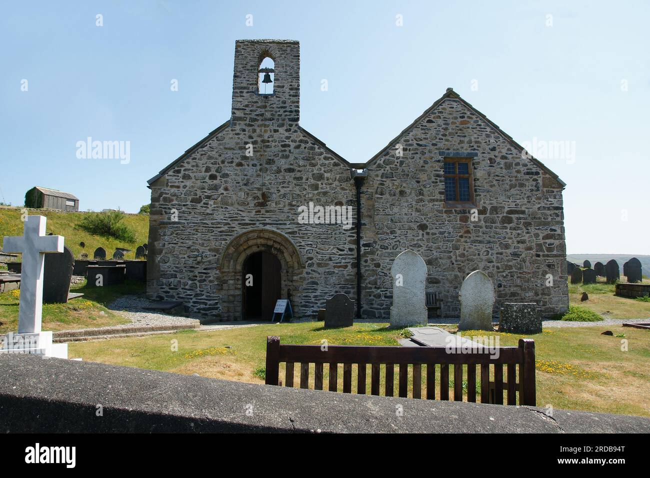 St.-Hywyn-Kirche, Aberdaron. Stockfoto