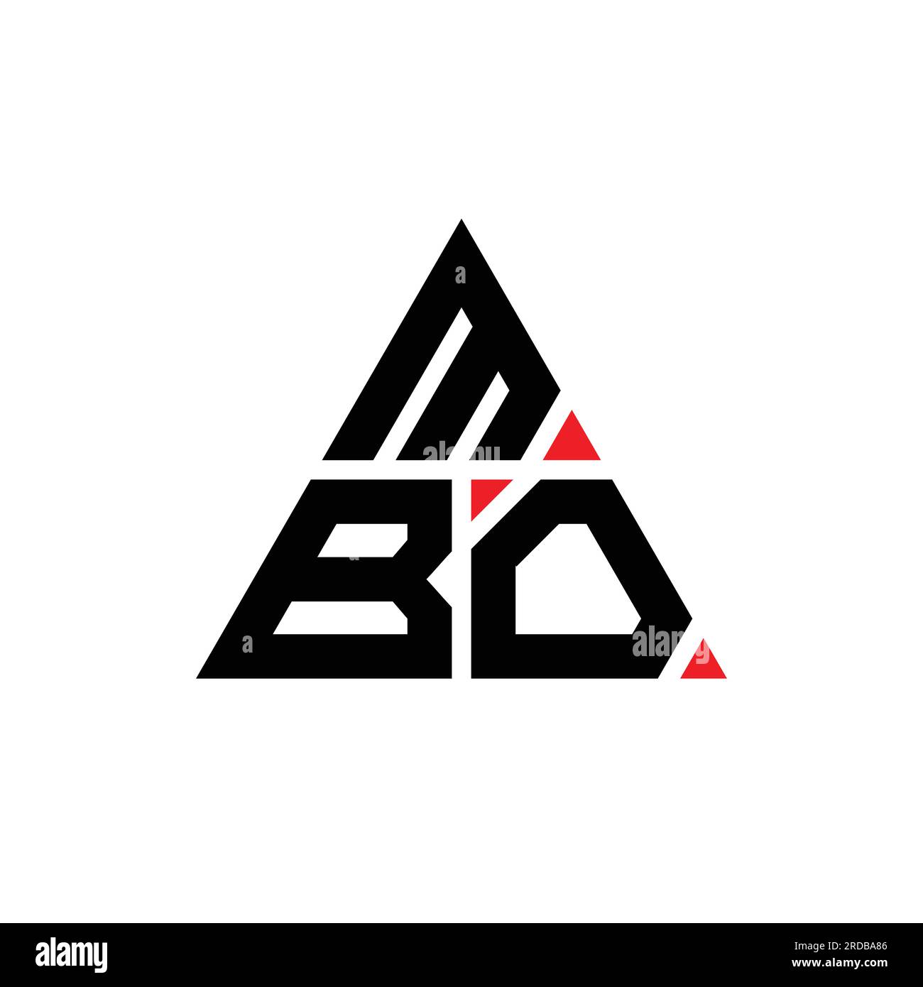 MBO-Logo mit Dreiecksbuchstaben und Dreiecksform. Monogramm mit MBO-Dreieck-Logo. Vorlage für MBO-Dreieck-Vektor-Logo in roter Farbe. MBO Triangul Stock Vektor