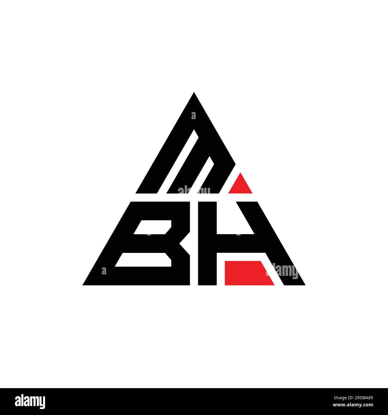 DAS LOGO DES MBH-Dreiecksbuchstabens hat eine dreieckige Form. MBH Dreieck Logo Design Monogramm. MBH Dreieck-Vektorvorlage mit roter Farbe. MBH triangul Stock Vektor