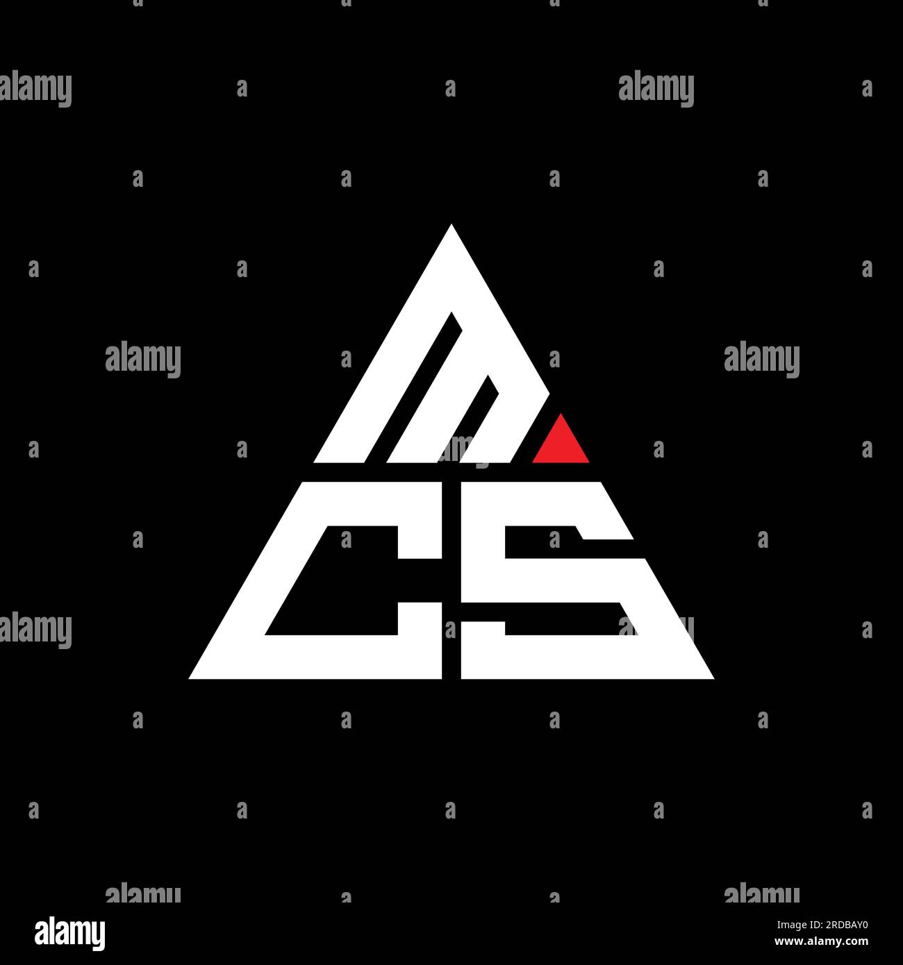 MCS-Logo mit Dreiecksbuchstaben und Dreiecksform. Monogramm mit MCS-Dreieck-Logo. MCS-dreieckige Vektor-Logo-Vorlage mit roter Farbe. MCS Triangul Stock Vektor