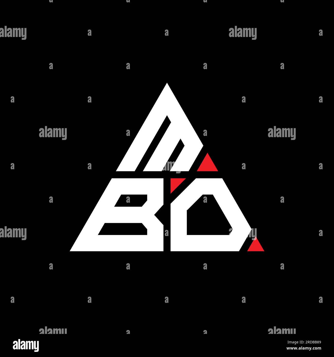 MBO-Logo mit Dreiecksbuchstaben und Dreiecksform. Monogramm mit MBO-Dreieck-Logo. Vorlage für MBO-Dreieck-Vektor-Logo in roter Farbe. MBO Triangul Stock Vektor