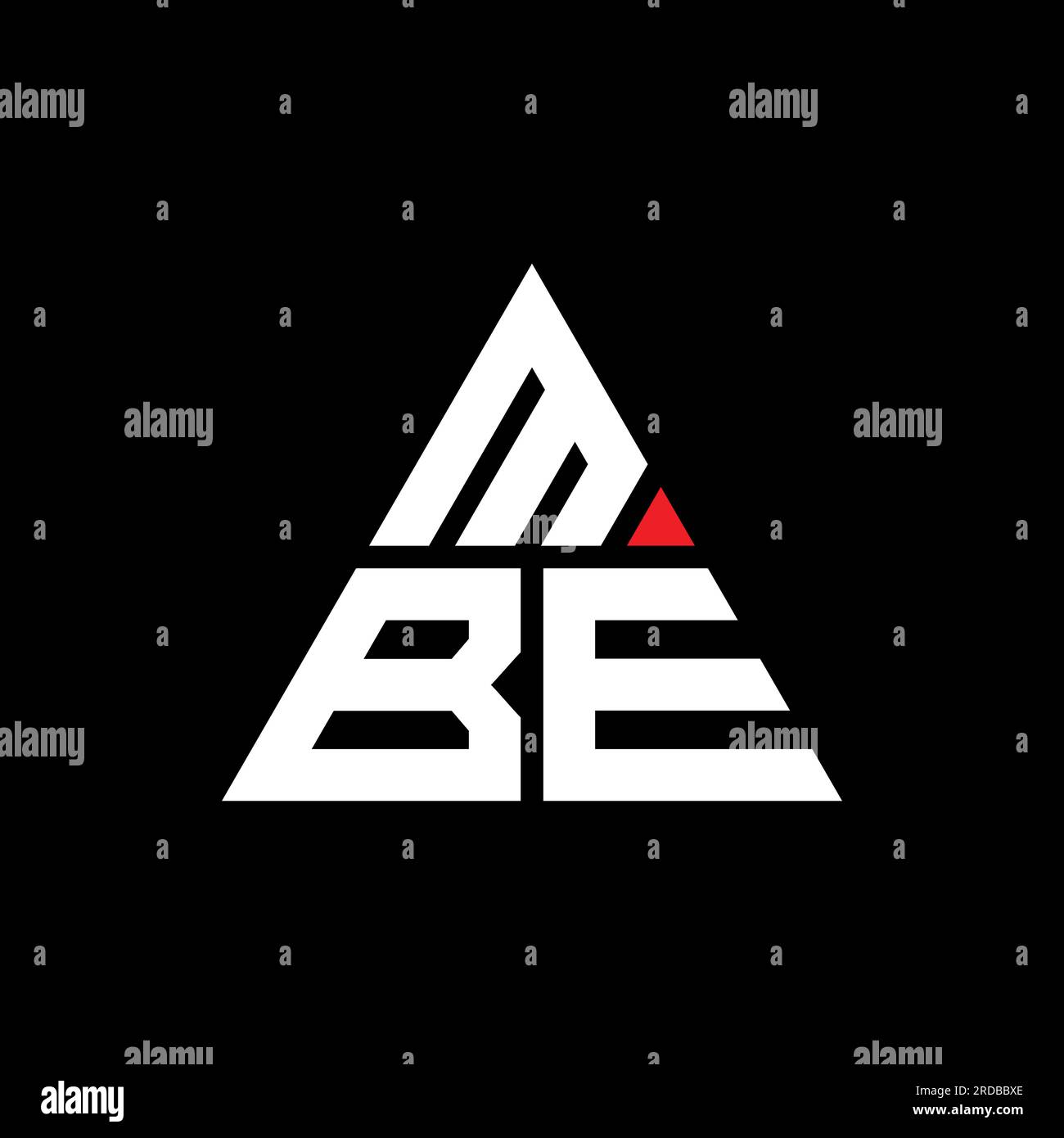 MBE-Logo mit dreieckigem Buchstaben in Dreiecksform. MBE-Dreieck-Logo-Monogramm. MBE-Dreieck-Vektor-Logo-Vorlage mit roter Farbe. MBE Triangul Stock Vektor