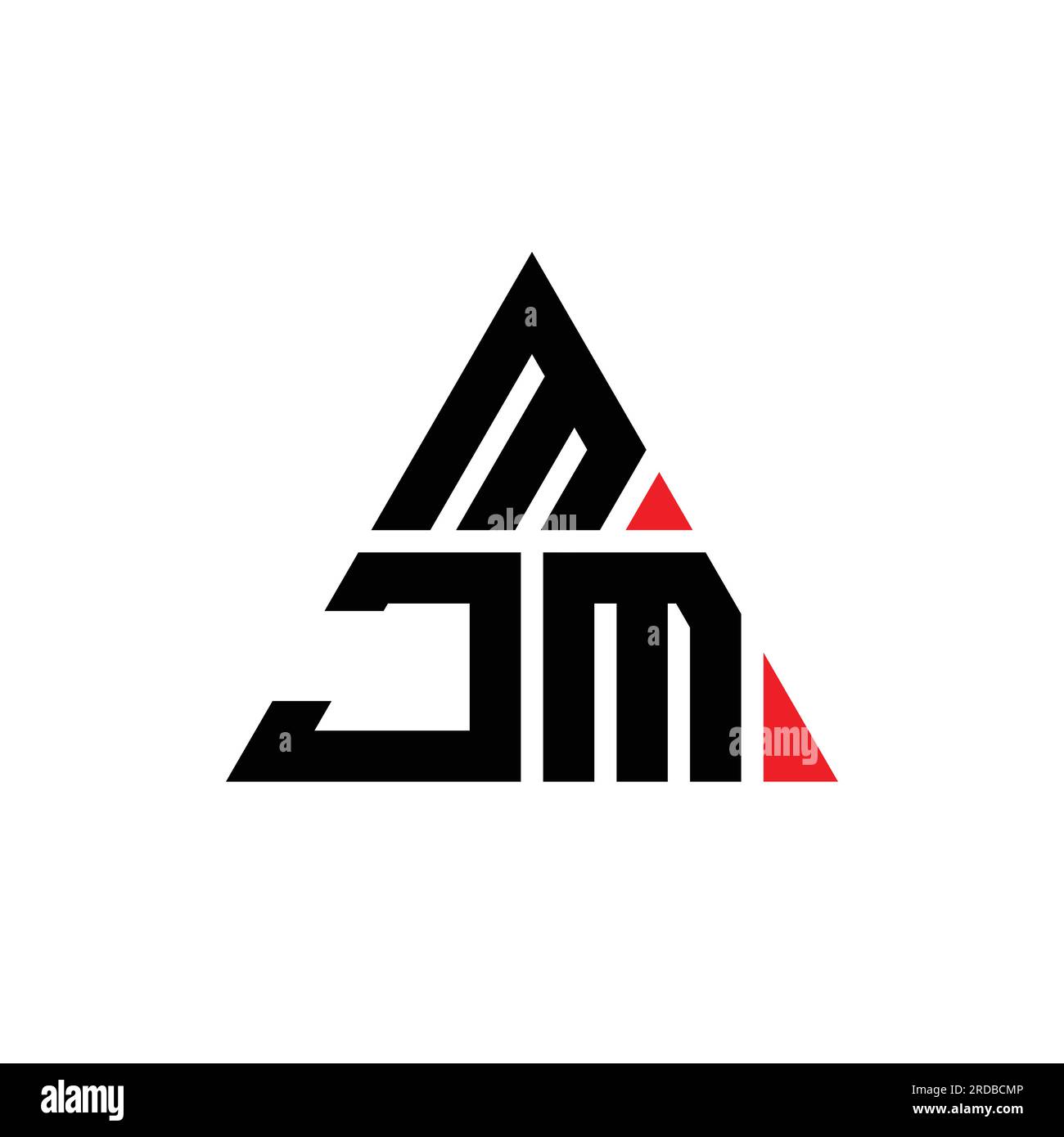 MJM-Logo mit dreieckigem Buchstaben in Dreiecksform. MJM-Dreieck-Logo-Monogramm. MJM-dreieckige Vektorvorlage mit roter Farbe. MJM Triangul Stock Vektor