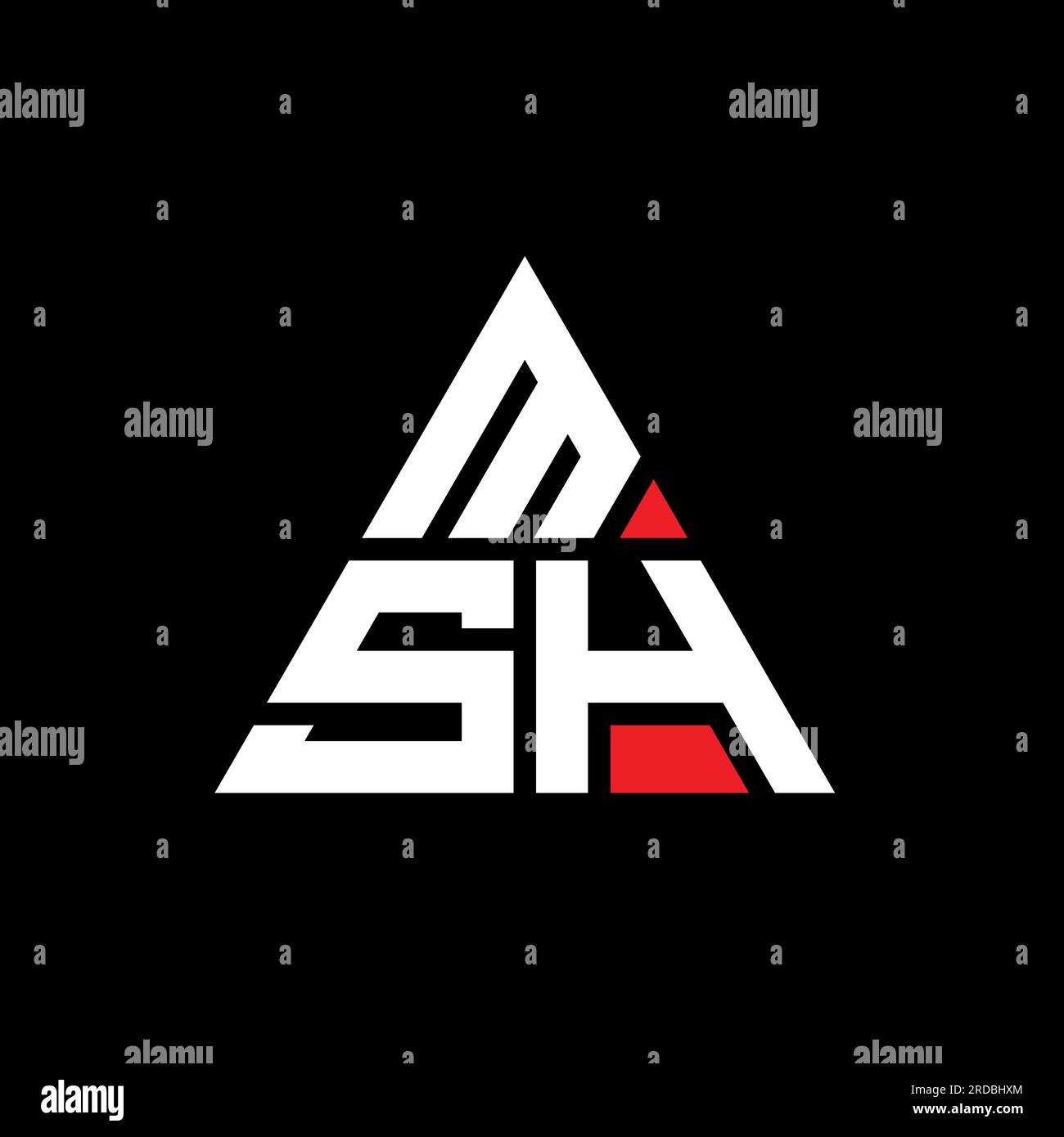 MSH-Logo mit dreieckigem Buchstaben in Dreiecksform. MSH-Dreieck-Logo-Monogramm. MSH-Dreieck-Vektor-Logo-Vorlage mit roter Farbe. MSH Triangul Stock Vektor