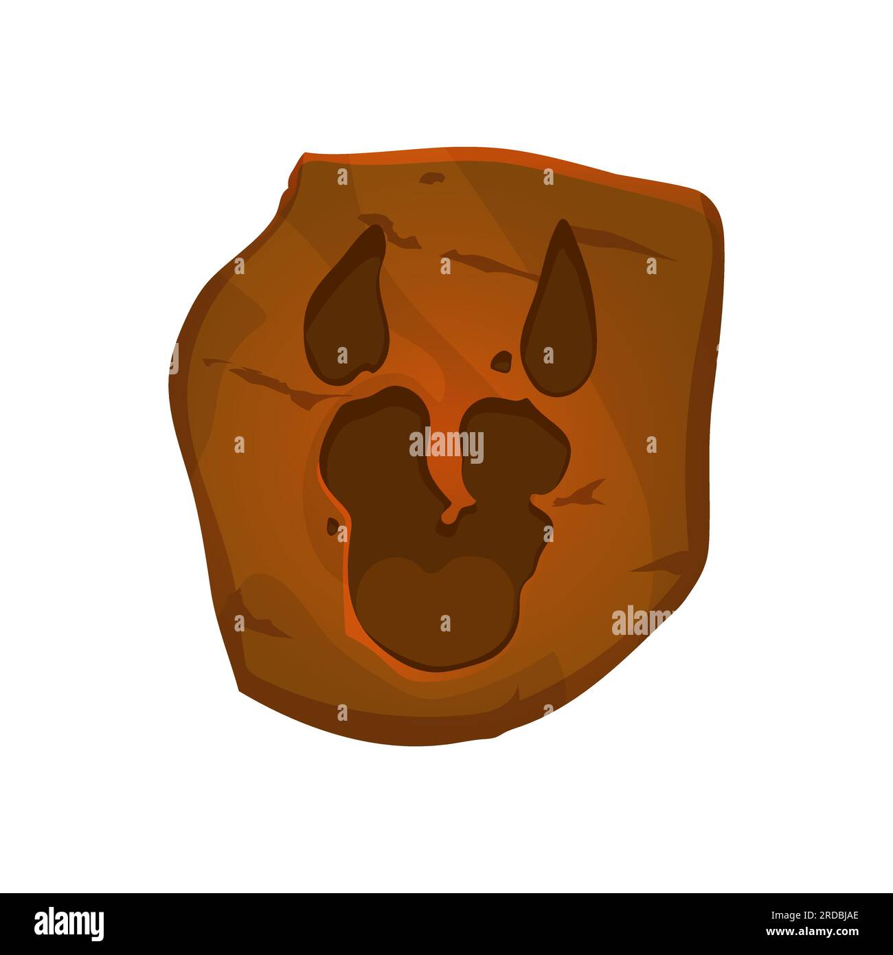 Dinosaurier-Fußabdruck aus der Jurassic-Ära, archäologisches Fossil. Prähistorische Monsterkrallen Paläontologie Wissenschaft Fußabdruck, Evolution Museum Dino Fossil Track oder Trail, ausgestorbene Reptilienfußvektorspur Stock Vektor