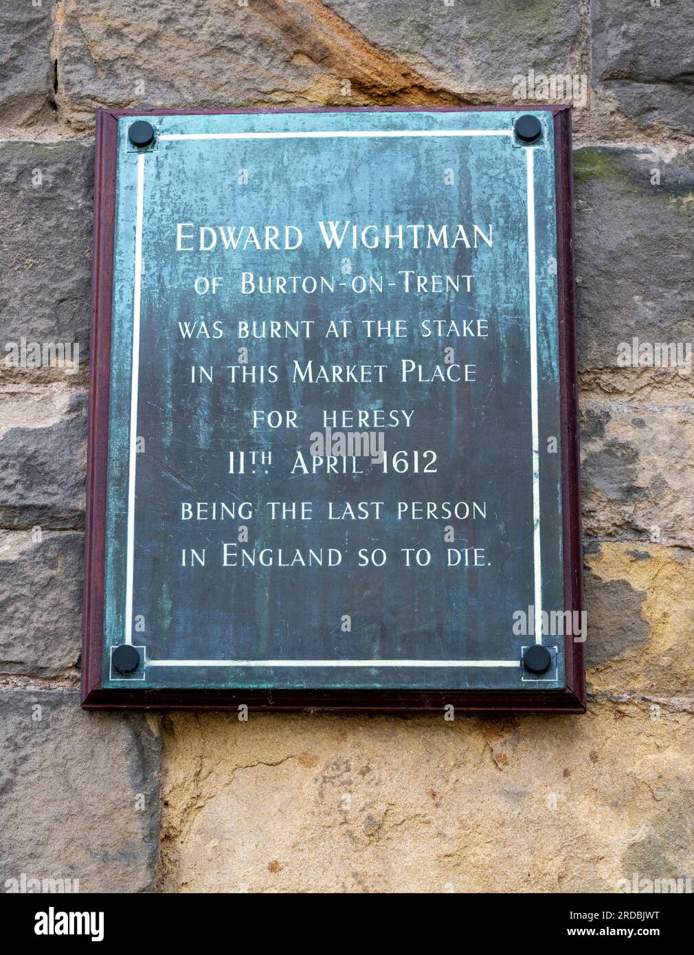 Heritage Plaque in Market Square, Litchfield, Staffordshire, England, Großbritannien Stockfoto