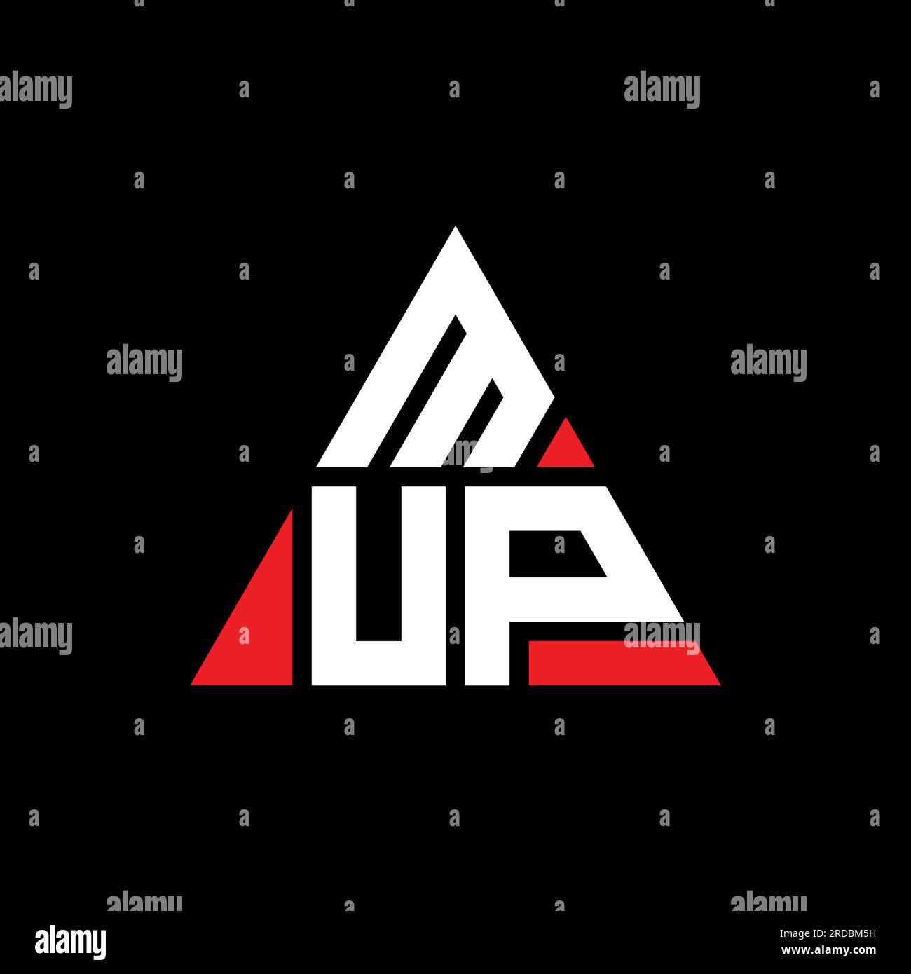MUP-Logo mit Dreiecksbuchstaben und Dreiecksform. MUP-Monogramm mit Dreieck-Logo. MUP-dreieckige Vektor-Logo-Vorlage mit roter Farbe. MUP Triangul Stock Vektor