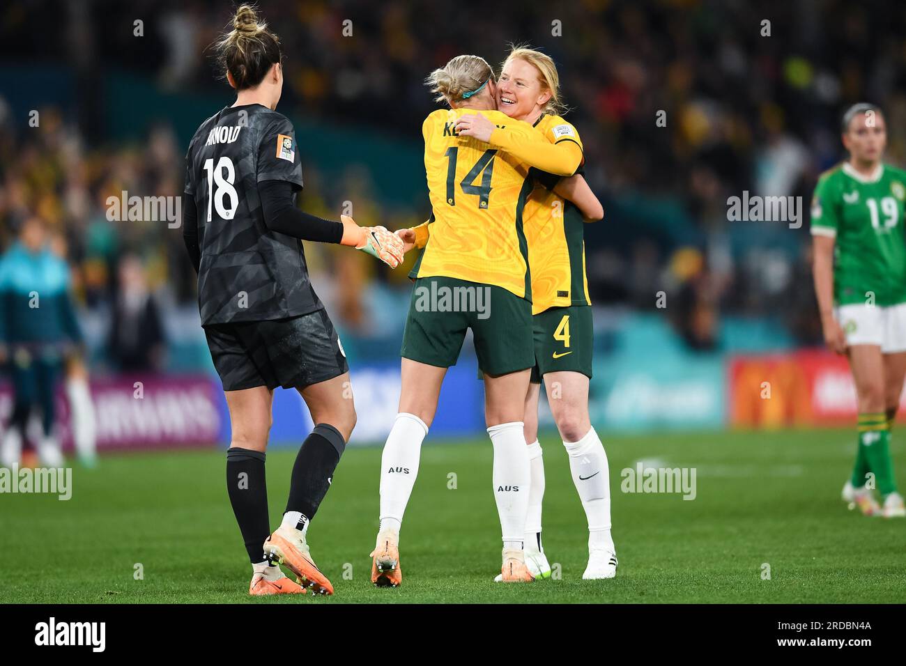 Sydney, Australien, 20. Juli 2023. Australien feiert seinen Sieg beim Fußballspiel der Frauen-Weltmeisterschaft zwischen den Australia Matildas und Irland am 20. Juli 2023 im Stadium Australia in Sydney, Australien. Kredit: Steven Markham/Speed Media/Alamy Live News Stockfoto