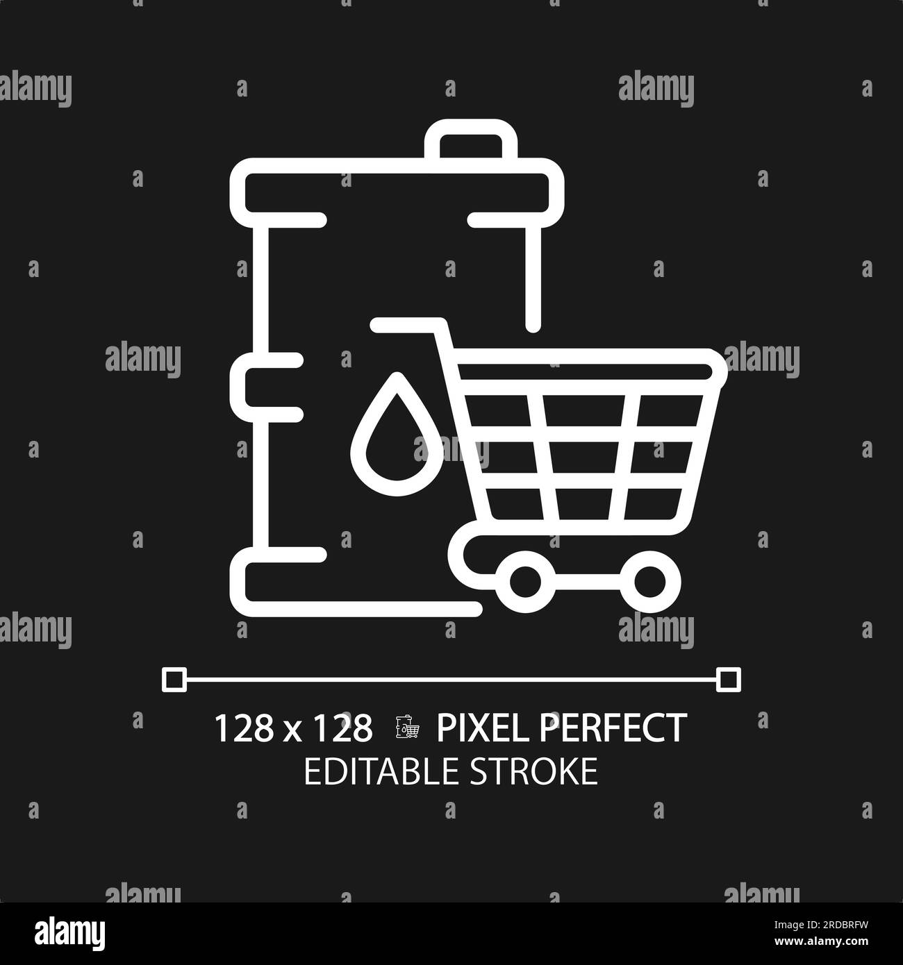 Weißes lineares Symbol für den Ölmarkt für dunkles Thema Stock Vektor