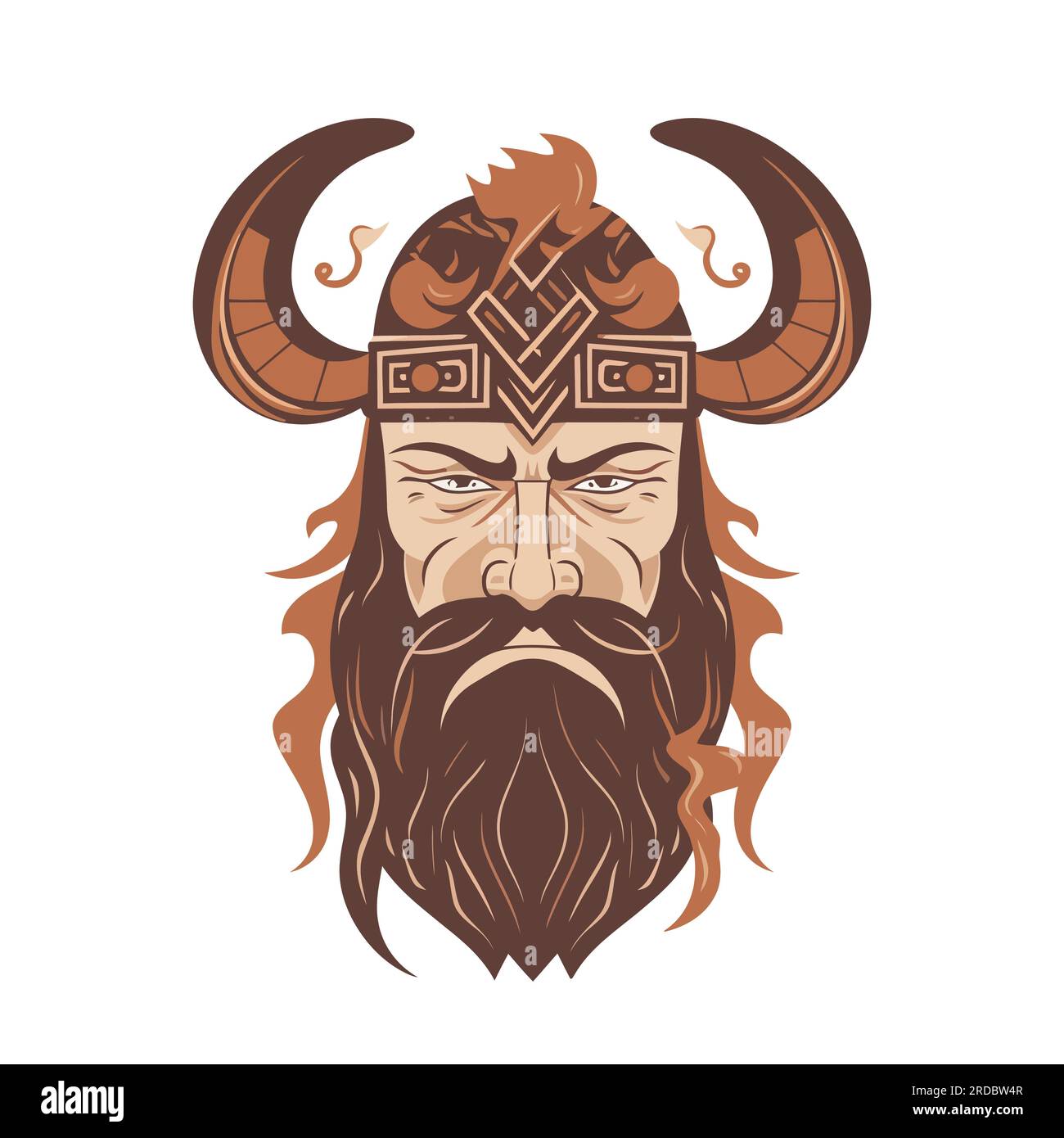 Wikingerkopf im Helm. Viking Warrior Logo. Stock Vektor