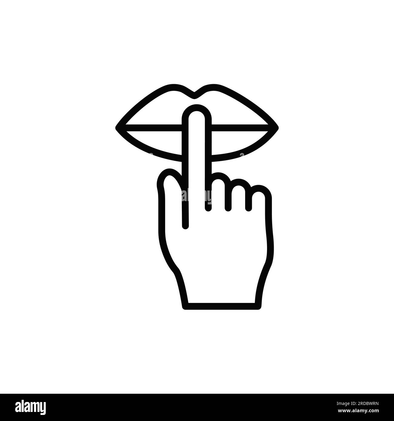 Bitte machen Sie eine ganz schöne Pssst Icon. Weibliche Lippen mit Finger zeigen Schweigezeichen. „Nicht stören“ kann als Infosymbol für die Bibliothek verwendet werden. Stock Vektor