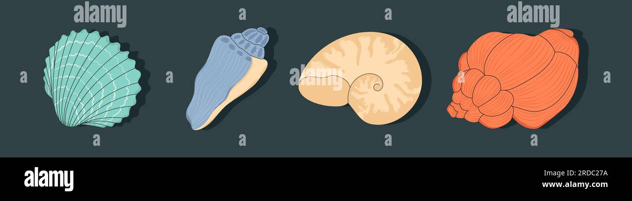 Cartoon Muscheln, Austern und Muscheln Stock Vektor