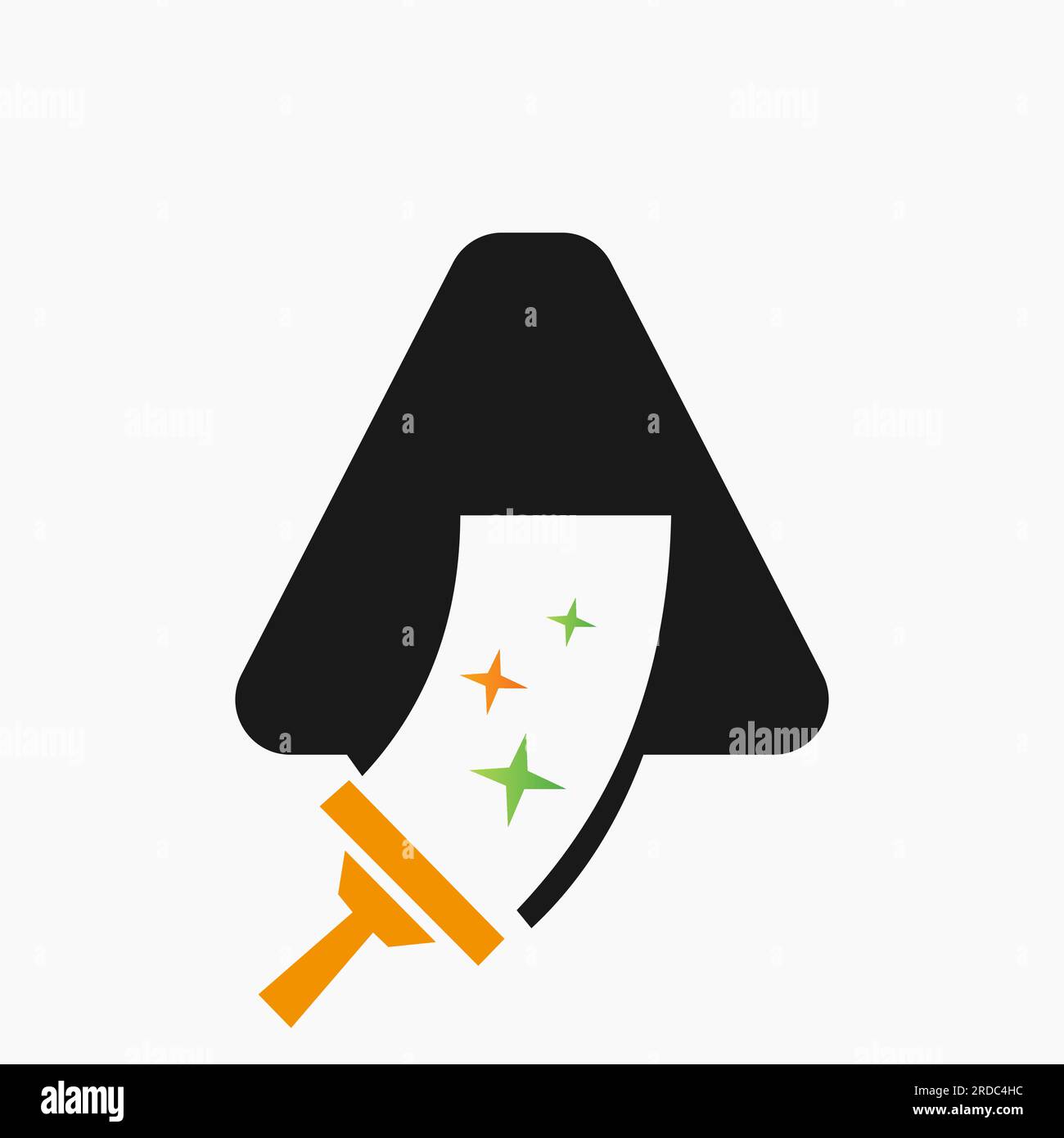 Buchstabe A Reinigungsservice Logo Design Konzept mit sauberem Bürstensymbol. "Haus Sauber" -Schild Stock Vektor