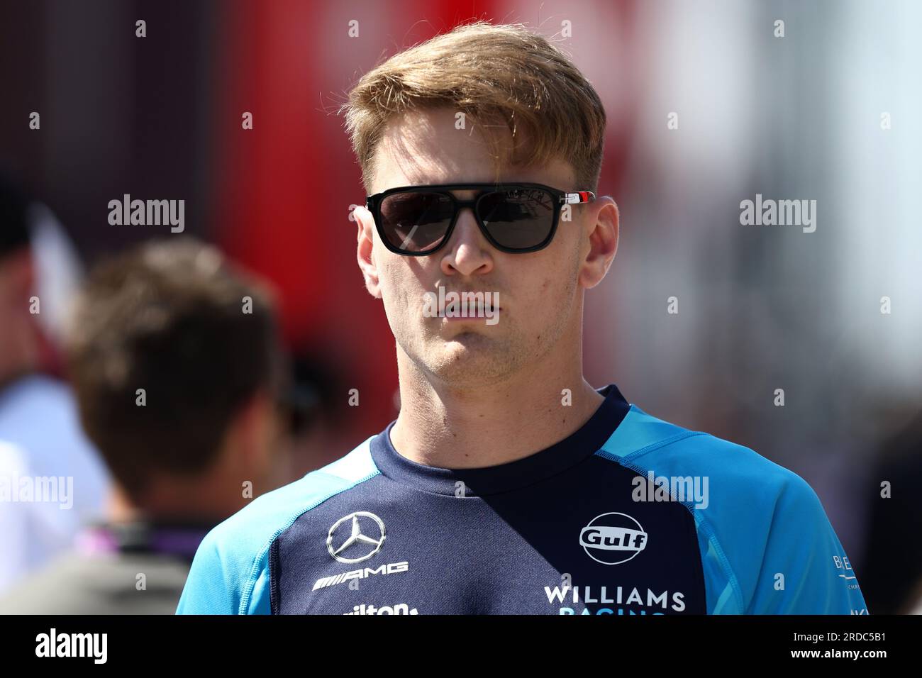 Mogyorod, Ungarn. 20. Juli 2023. Logan SarSergeant von Williams Racing schaut bei der Vorschau auf den Großen Preis von Ungarn F1 auf der Hungaroring am 20. Juli 2023 Mogyorod, Ungarn. Kredit: Marco Canoniero/Alamy Live News Stockfoto