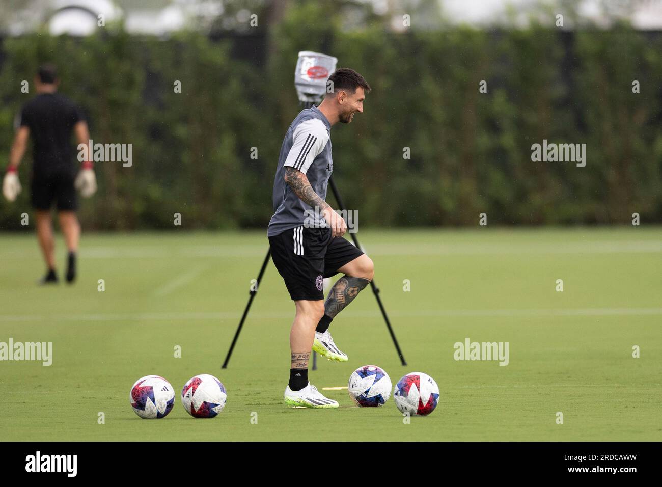 Fort Lauderdalee, Usa. 20. Juli 2023. Lionel Messi von Inter Miami nimmt am Donnerstag, den 20. Juli 2023, in Fort Lauderdale, Florida, an einer Trainingseinheit im DRV PNK Stadium Teil. Messis erstes Spiel mit dem Team am Freitag, den 21. Juli. Foto: Marco Bello/UPI Credit: UPI/Alamy Live News Stockfoto