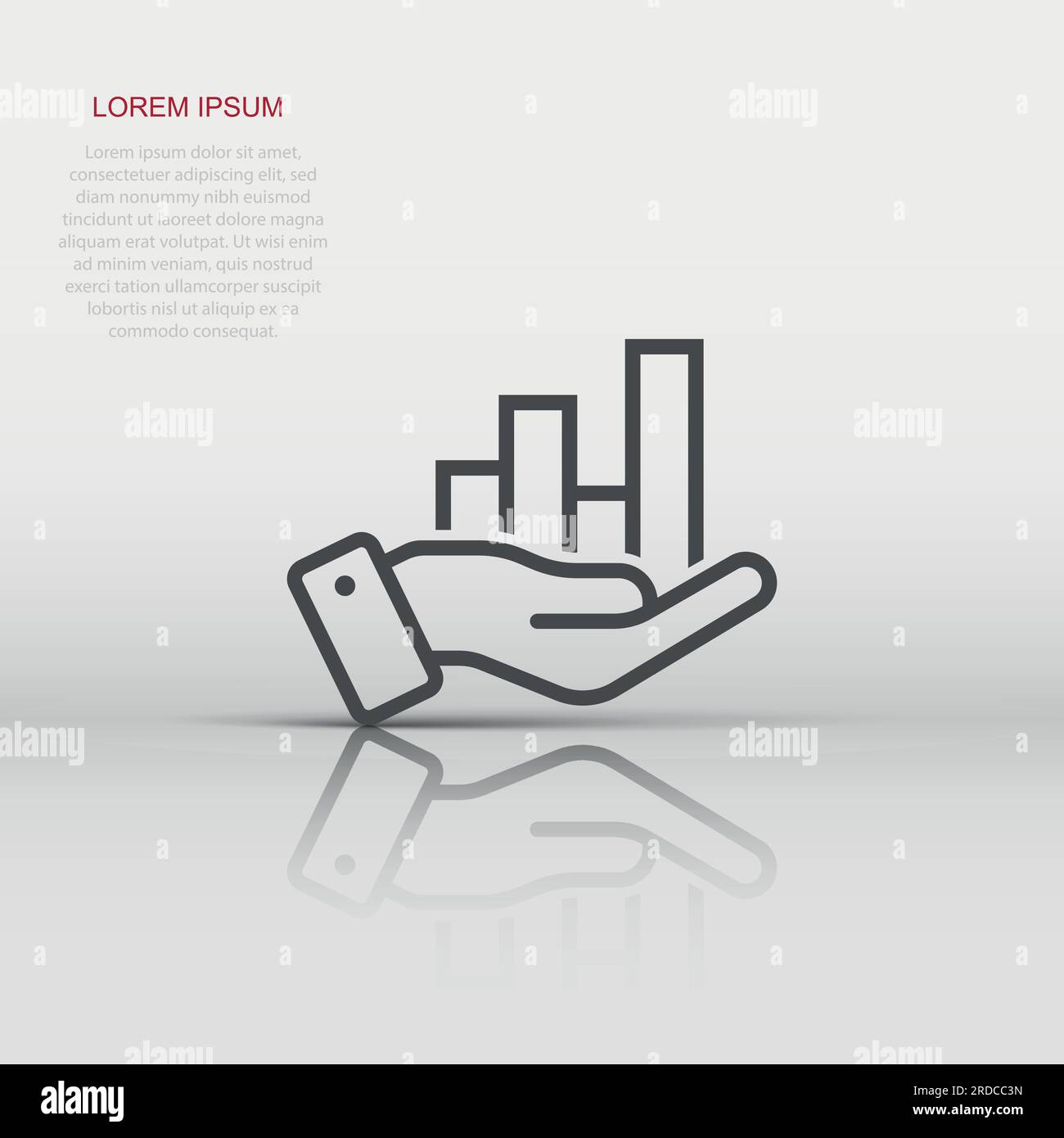 Das Wachstum der Einnahmen Symbol im flachen Stil. Diagramm mit hand Vector Illustration auf weißem Hintergrund isoliert. Finanzen Steigerung der geschäftlichen Konzeptes. Stock Vektor