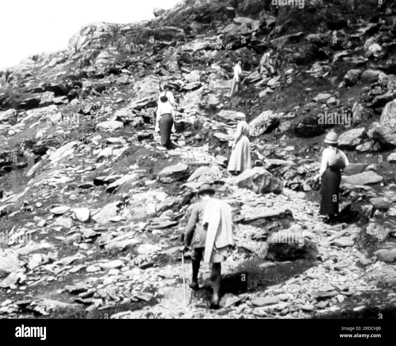 Klettern in Snowdon, viktorianische Zeit Stockfoto