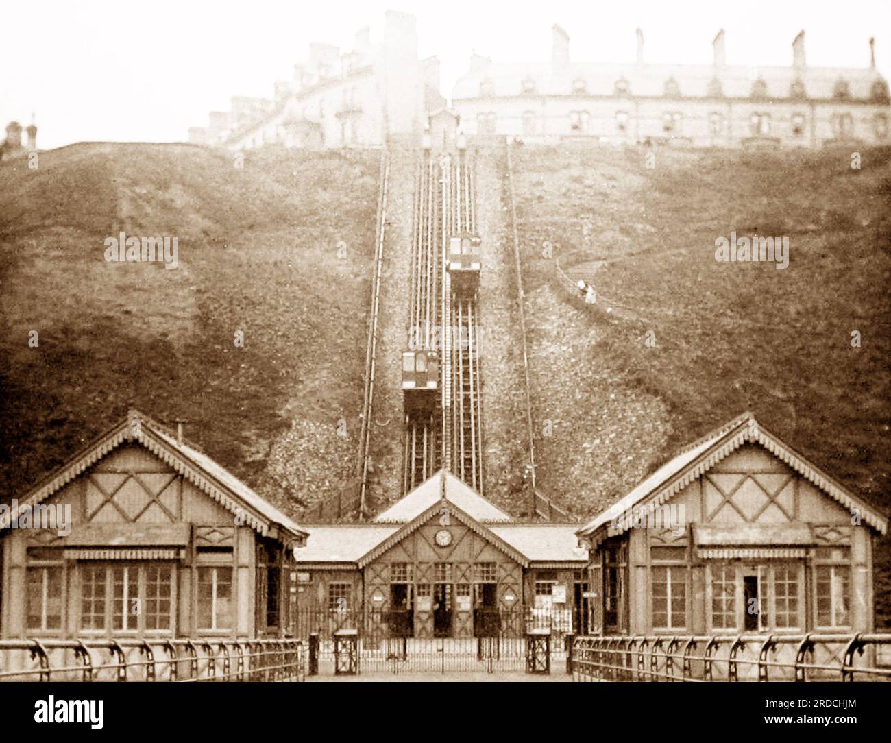 Cliff Lift, Saltburn, viktorianische Zeit Stockfoto