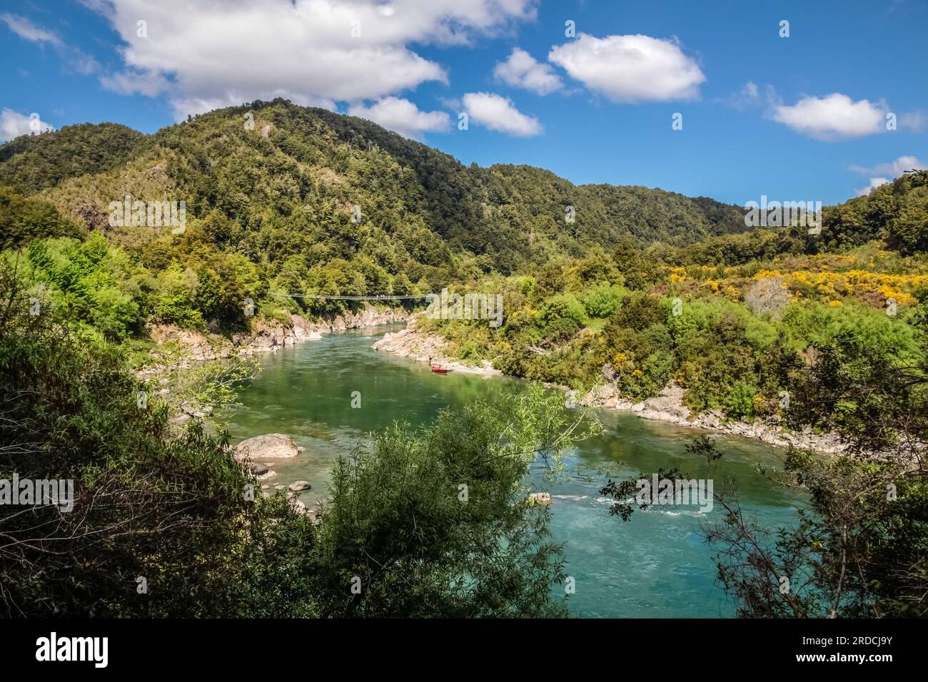 Geografie/Reise, Neuseeland, Tasman District, Murchison, Bull Gorge Swing Bridge, Murchison, ADDITIONAL-RIGHTS-CLEARANCE-INFO-NOT-AVAILABLE Stockfoto