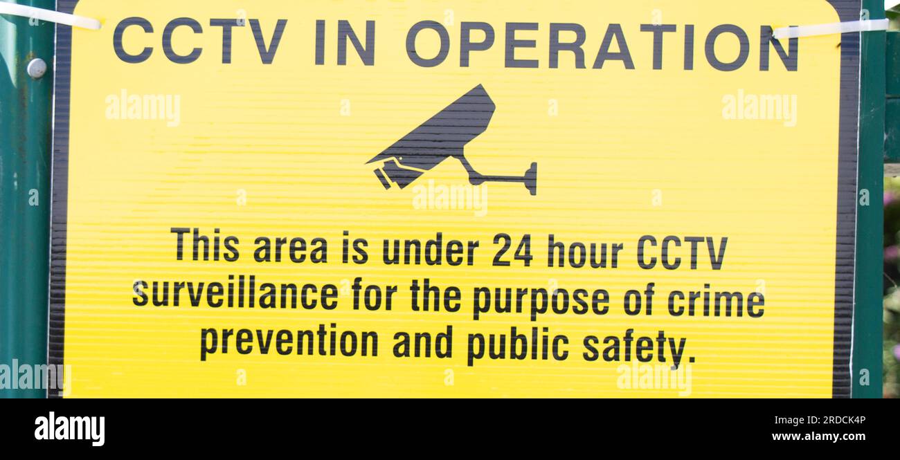 Warnmeldung: CCTV in Betrieb. Stockfoto