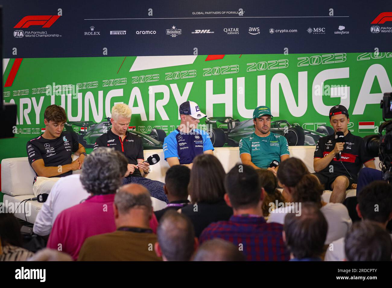 Pressekonferenz während der ungarischen GP, Budapest, 20-23.-7. Juli 2023, beim Hungaroring, Formel-1-Weltmeisterschaft 2023. Stockfoto