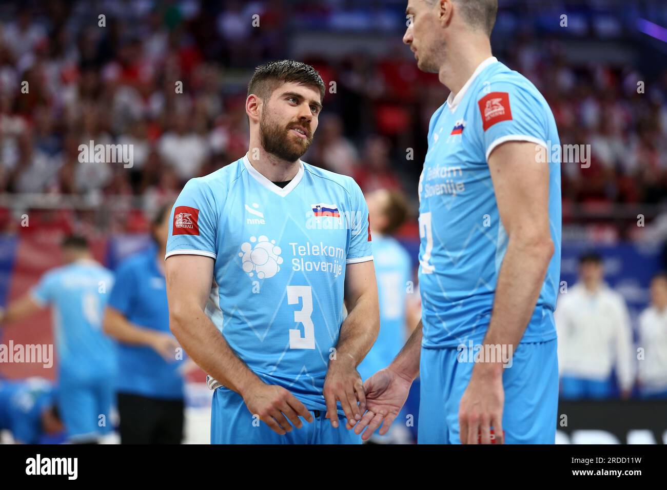 Danzig, Polen. 20. Juli 2023. Uros Planinsic Alen Pajenk während des FIVB Volleyball Men's Nations League Spiels zwischen Japan und Slowenien am 20. Juli 2023 in Danzig Polen. (Foto: Piotr Matusewicz/PressFocus/Sipa USA) Guthaben: SIPA US/Alamy Live News Stockfoto
