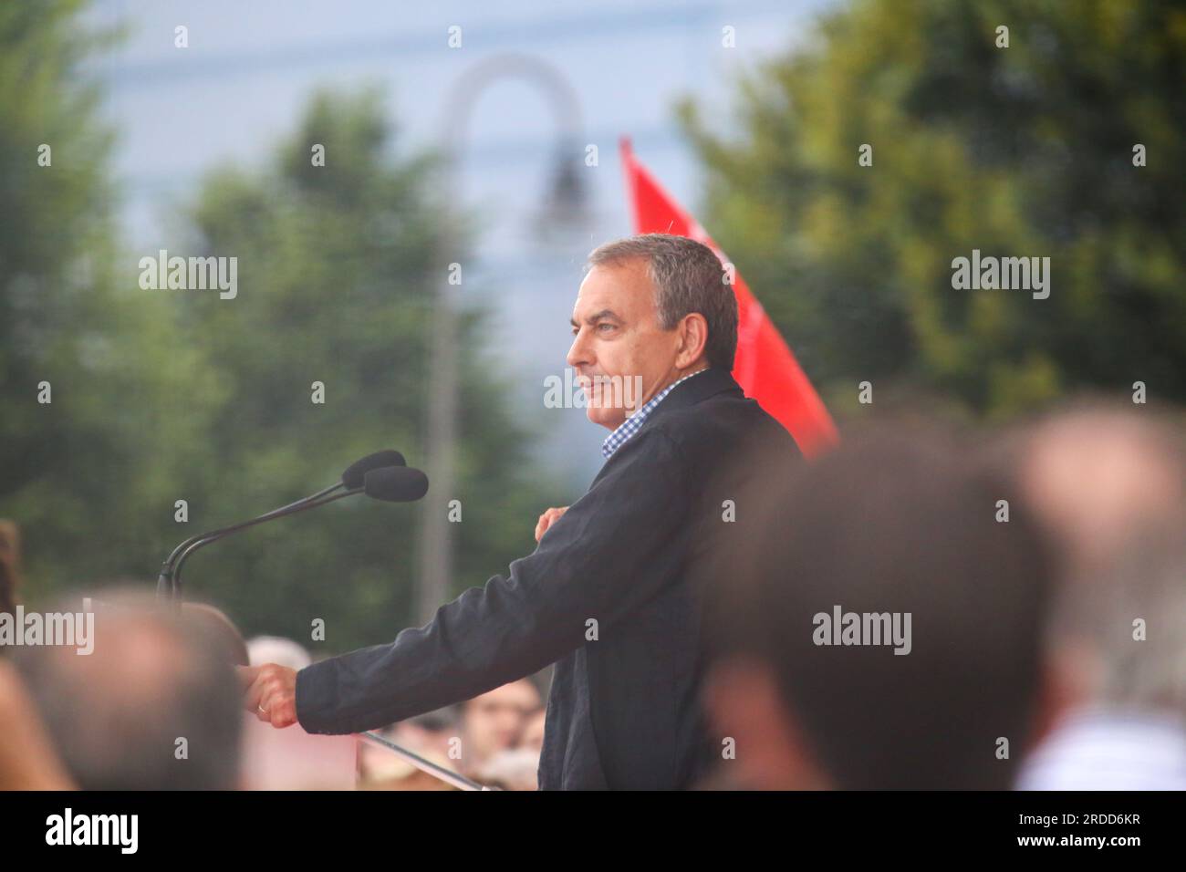 Gijon, Spanien, 20. Juli 2023: Ehemaliger Präsident der spanischen Regierung, Jose Luis Rodriguez Zapatero, sprach während der PSOE-Kundgebung am 20. Juli 2023 in Gijon, Spanien. Kredit: Alberto Brevers / Alamy Live News Stockfoto