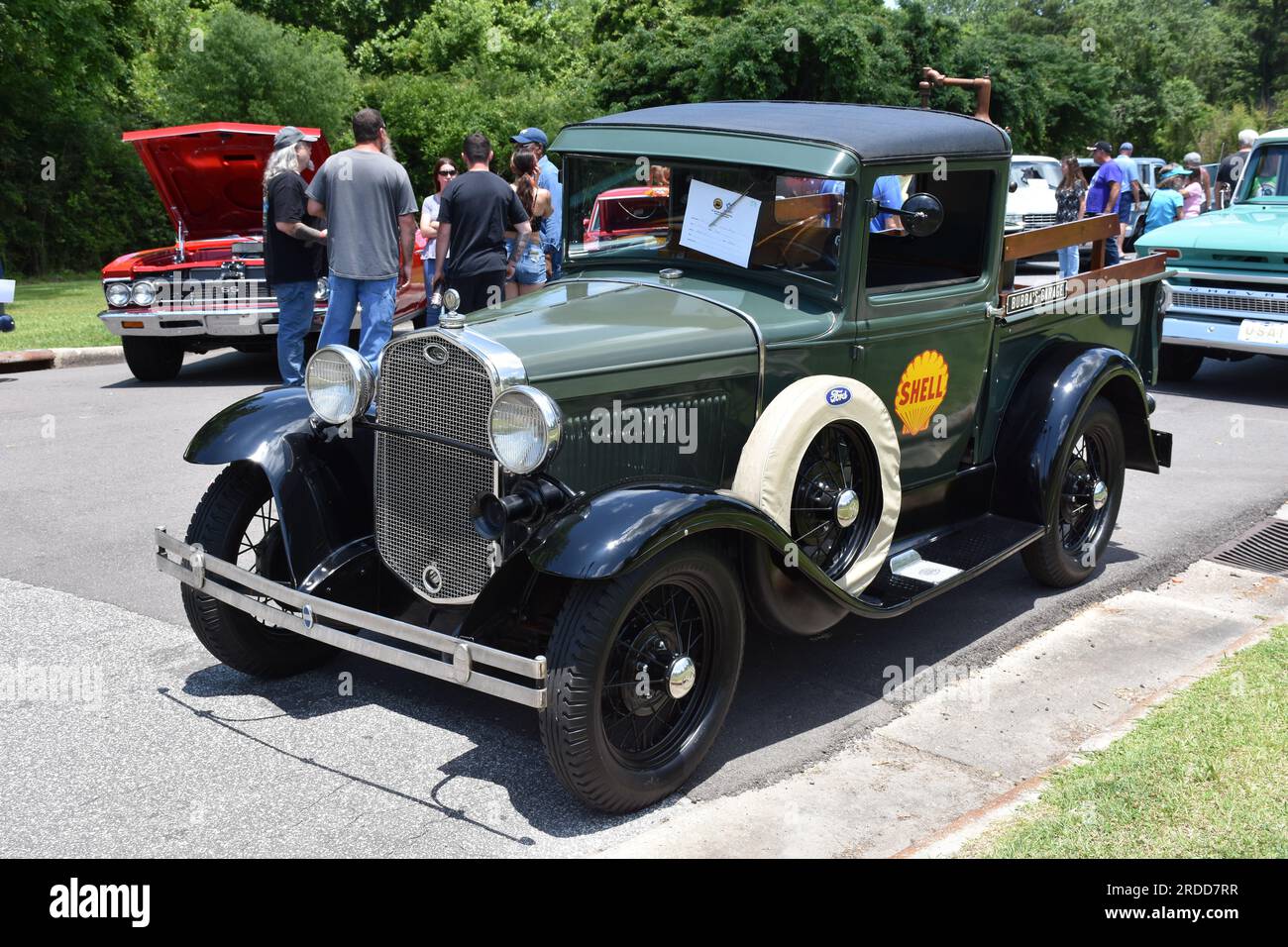 Ein 1931 Ford Model A Pickup Truck ist ausgestellt eine Autoshow. Stockfoto