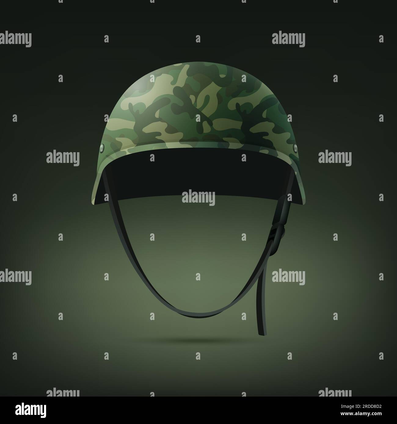 Vector 3D realistischer Militärhelm Nahaufnahme. Helm, Armeesymbol für Verteidigung und Schutz. Designvorlage Für Soldatenhelm Stock Vektor