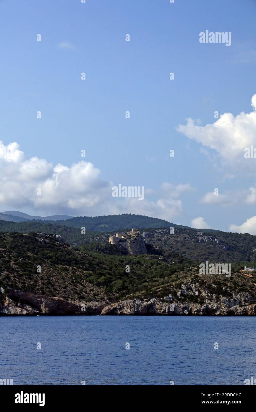 Schloss, Skala Kamirou, (Kamiro Skala), Insel Rhodos, Griechenland. Juni 2023 Stockfoto