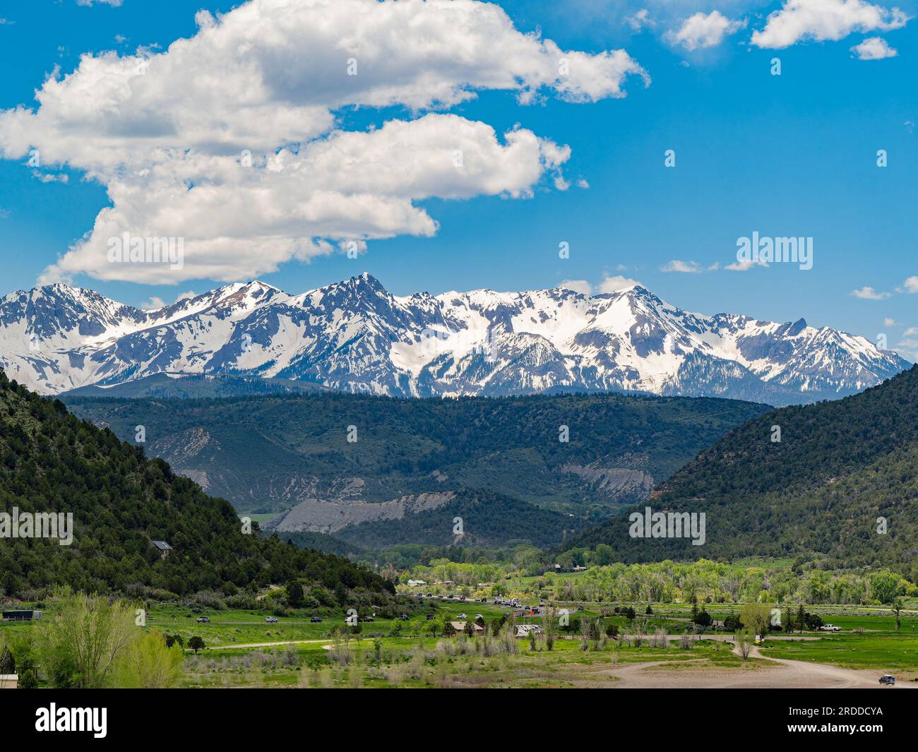 Sonniger Blick auf die Landschaft des Ridgway State Park in Colorado Stockfoto