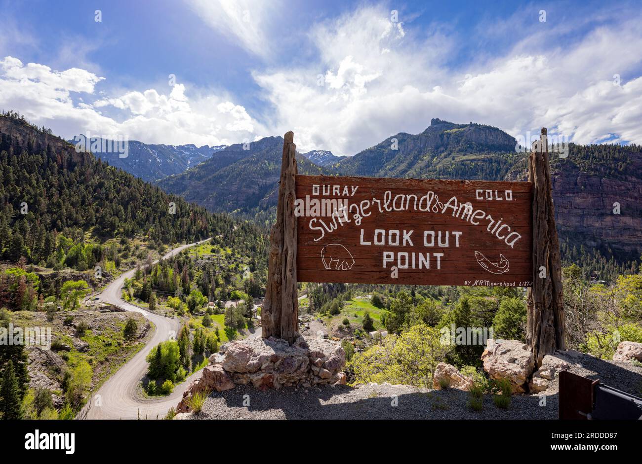 Sonniger Blick auf die Schweiz von Amerika, Aussichtspunkt Ouray in Colorado Stockfoto