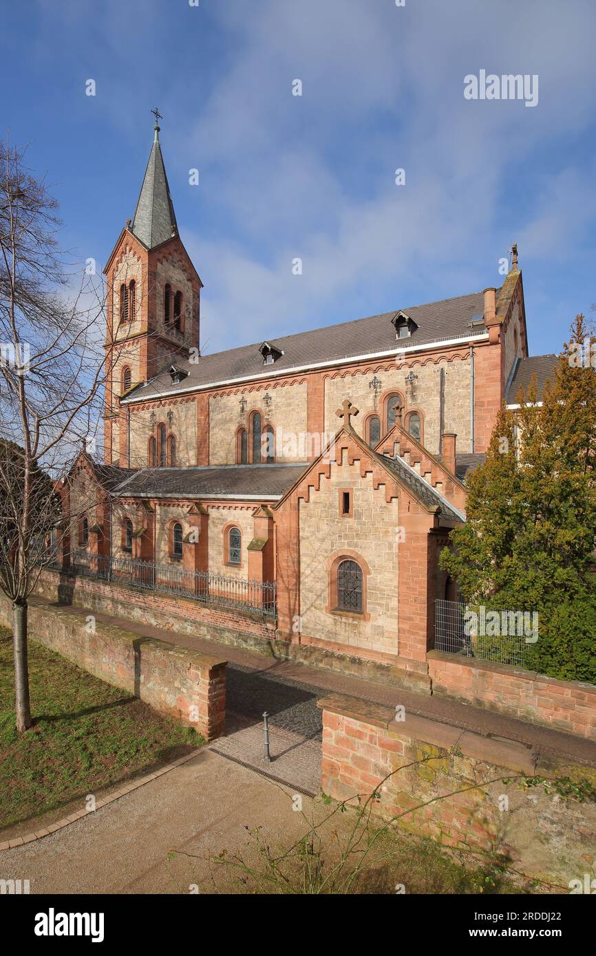 Neoromaneske St. Galluskirche, Groß-Umstadt, Hessen, Deutschland Stockfoto