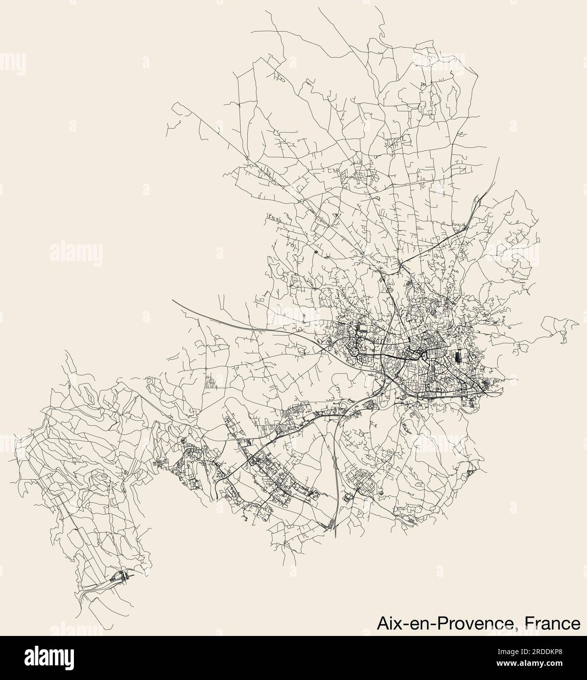 Straßenkarte von AIX-EN-PROVENCE, FRANKREICH Stock Vektor