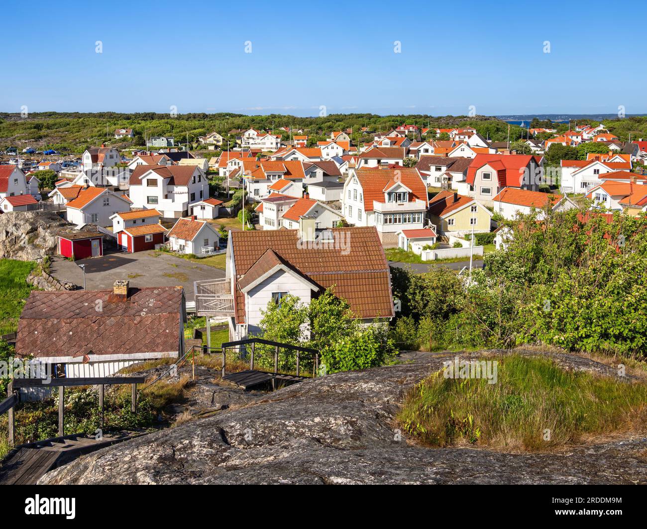 Vrango ist eine Insel und ein Ort in der schwedischen Provinz Vastra Gotalands lan und der historischen Provinz Vastergotland in der Nähe von Göteborg Stockfoto