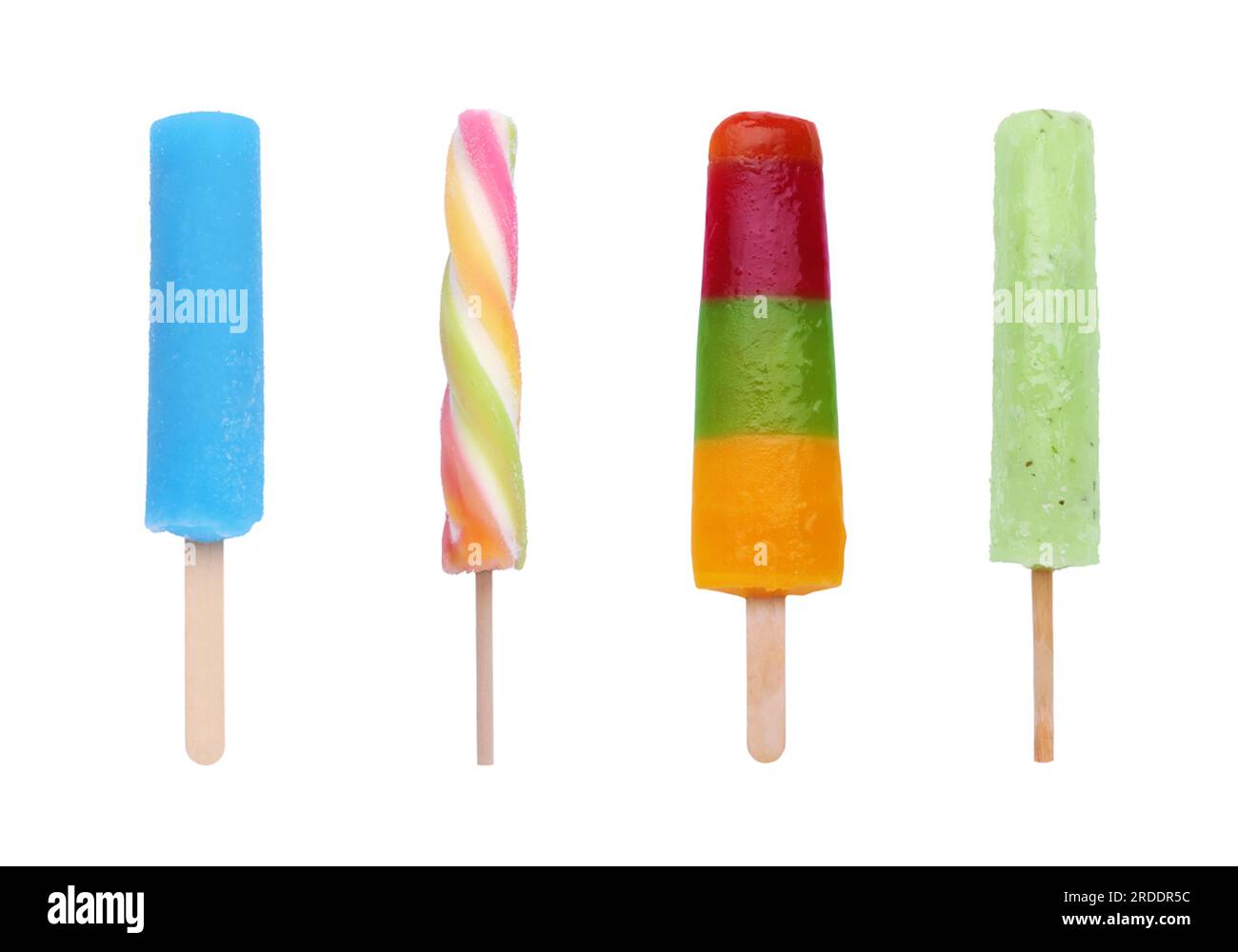 Set verschiedener Eiscremes, isoliert auf Weiß Stockfoto