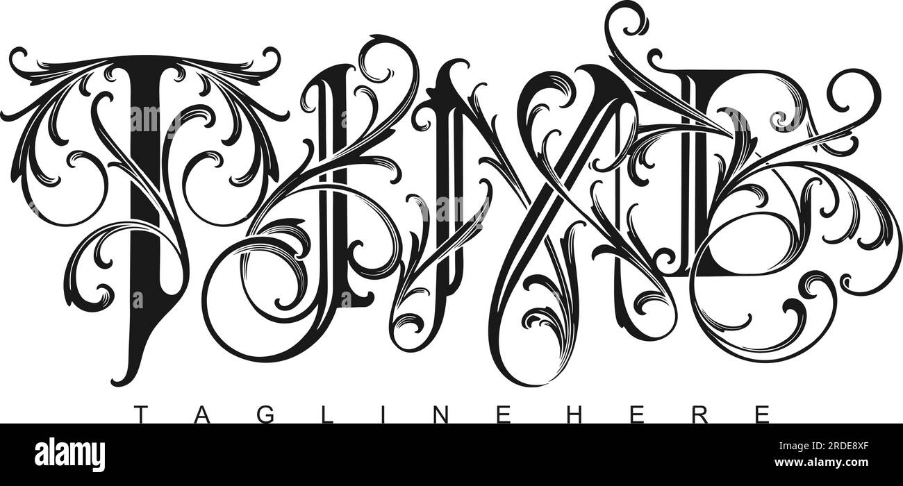 Perfektion Eleganter Schriftzug mit goldenem Monogramm Logo Silhouette Vektorabbildungen für Ihr Arbeitslogo, Merchandise-T-Shirt, Aufkleber und Etikett Stock Vektor