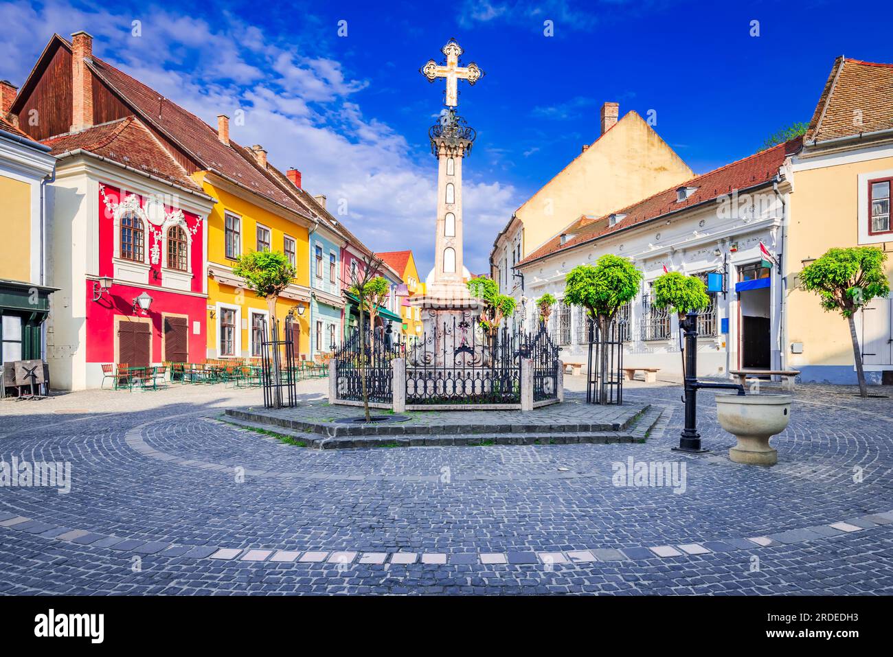 Szentendre, Ungarn. Fo Ter, berühmte und wunderschöne historische Innenstadt, Donauufer, Budapest. Stockfoto