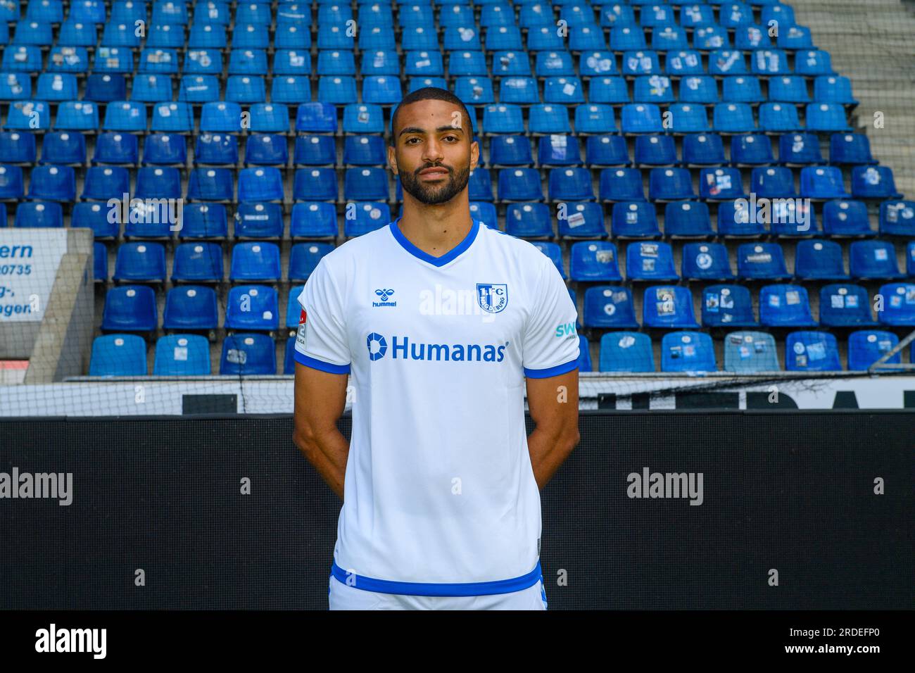 Magdeburg, Deutschland. 20. Juli 2023. Malcolm Cacutalua von 1. FC Magdeburg Fußballverein in der Saison 2023/2024 der 2. Bundesliga. Kredit: Klaus-Dietmar Gabbert/dpa/Alamy Live News Stockfoto