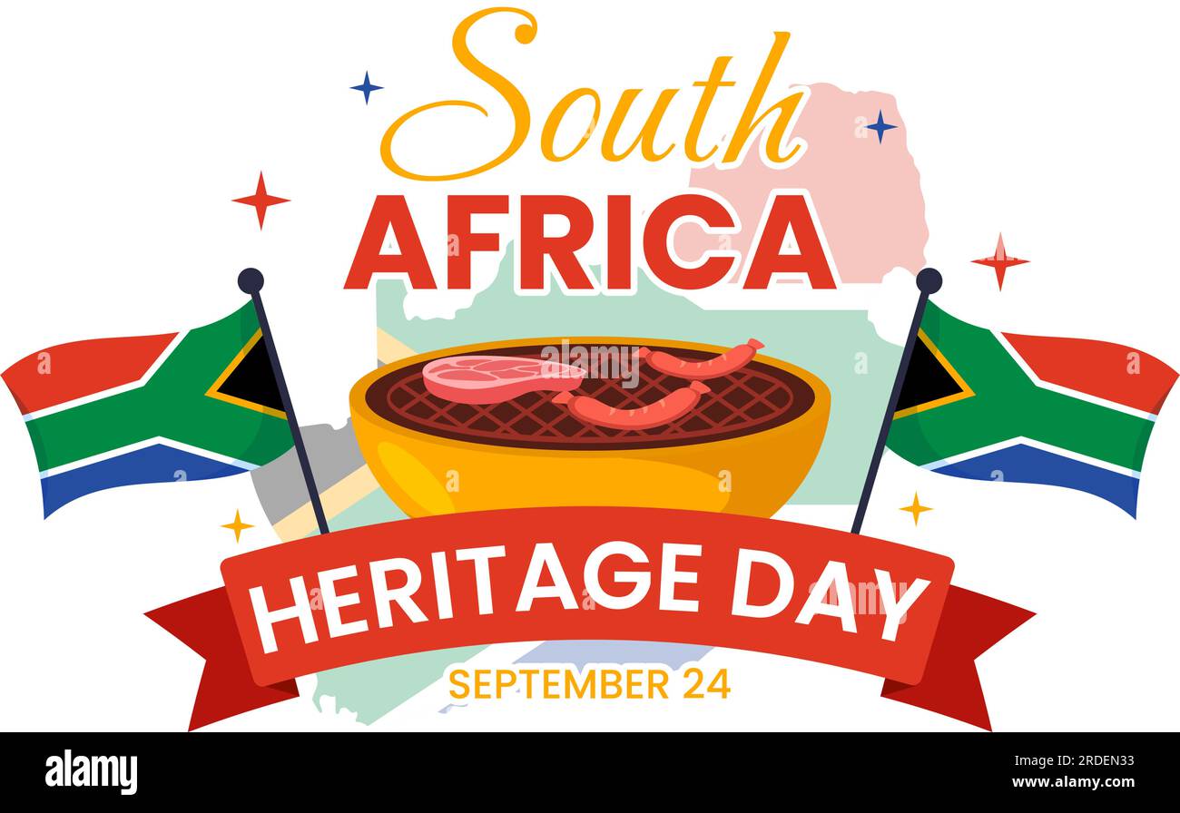 Happy Heritage Day South Africa Vector Illustration am 24. September mit Waving Flag Background, zu Ehren der afrikanischen Kultur und Traditionen Vorlagen Stock Vektor