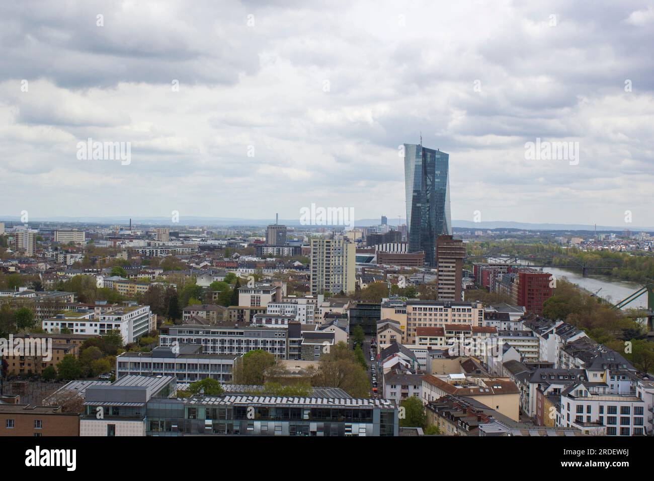 Schöner Blick auf Frankfurt am Main - Finanzviertel in Frankfurt Hessen, Hessen, Deutschland Stockfoto