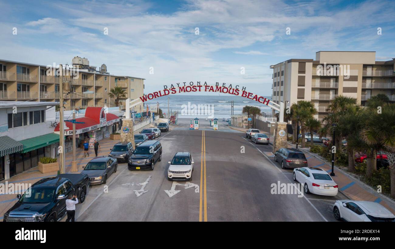 24. Januar 2020, Daytona Beach, Florida, USA: Unvergleichlicher Blick auf die Stadt Daytona Beach, Florida, The Worlds Greatest Beach Stockfoto